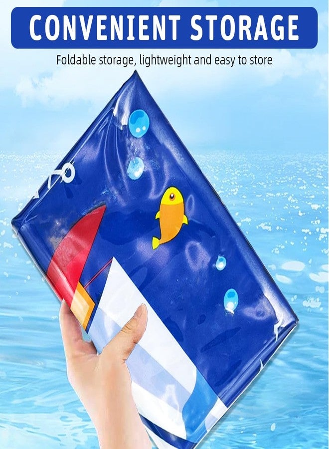 Qpets Polyvinyl Chloride Inflatable Pet Cooling Water Pad, 25.6" Thicken PVC Cartoon Mat for Dogs & Cats, Summer Self-Cooling Relief Bed with Water Fill, Manual Air Pump Included, Blue - Image 3